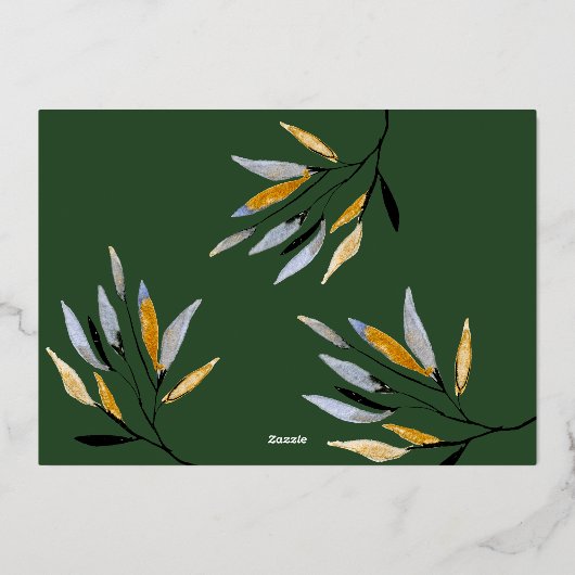 vrolijk kerstfeest | Groen & Crème Foto Roos Gold Folie Feestdagenkaart (Achterkant)