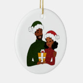 Vrolijk kerstfeest, groen en rood keramisch ornament (Rechts)