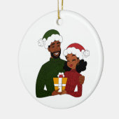 Vrolijk kerstfeest, groen en rood keramisch ornament (Links)