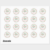 Vrolijk kerstfeest groen en rood ronde sticker (Vel)
