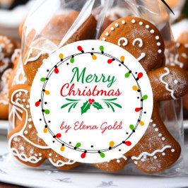 Vrolijk kerstfeest groen en rood ronde sticker