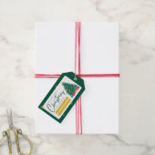 Vrolijk Kerstfeest Groen Goud Rood Cadeaulabel (Met Touw)