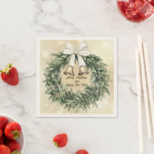 Vrolijk Kerstfeest Groen Goud Wit Krans Servet (Insitu)
