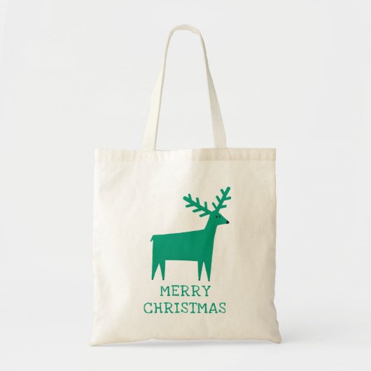 vrolijk kerstfeest. Groen winterbos rendieren Tote Bag (Voorkant)