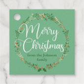 Vrolijk kerstfeest  Groen Wreater Custom Gift Bedankjes Labels (Voorkant)