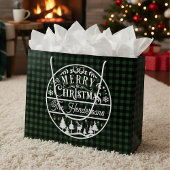 Vrolijk Kerstfeest Groen & Zwart Buffalo Plaid Cus Groot Cadeauzakje