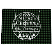 Vrolijk Kerstfeest Groen & Zwart Buffalo Plaid Cus Groot Cadeauzakje (Voorkant)