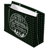 Vrolijk Kerstfeest Groen & Zwart Buffalo Plaid Cus Groot Cadeauzakje (Voorkant Gekanteld)