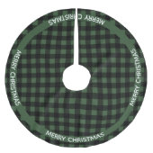 Vrolijk Kerstfeest Groen & Zwart Buffalo Plaid Cus Kerstboom Rok (Voorkant)