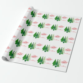 Vrolijk kerstfeest, groenboompapier cadeaupapier