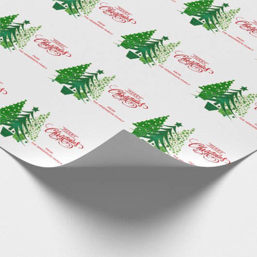 Vrolijk kerstfeest, groenboompapier cadeaupapier (Hoek)
