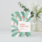 Vrolijk kerstfeest. Groene dennen. Rode bes. Moder Feestdagenkaart (Staand voorkant)