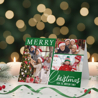 Vrolijk Kerstfeest Groene Fotocollage Feestdagen Kaart