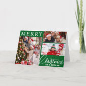 Vrolijk Kerstfeest Groene Fotocollage Feestdagen Kaart (Voorkant)
