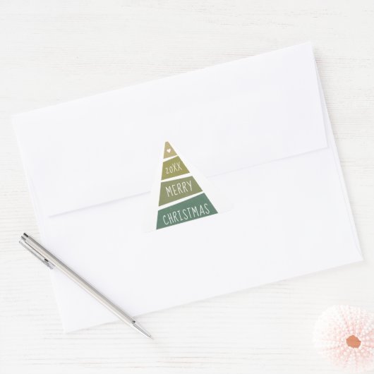 Vrolijk kerstfeest. Groene geometrische vakantiebo Sticker (Envelop)