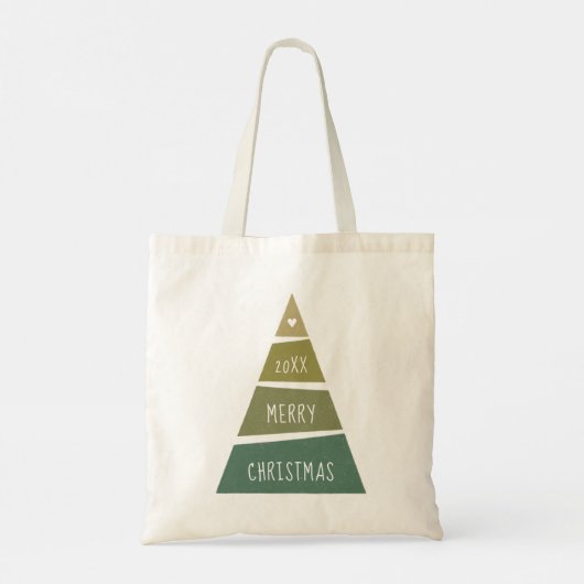 Vrolijk kerstfeest. Groene geometrische vakantiebo Tote Bag (Achterkant)