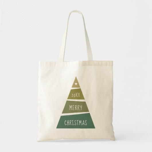 Vrolijk kerstfeest. Groene geometrische vakantiebo Tote Bag