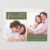 Vrolijk kerstfeest|Groene goud|2 Foto Feestdagenkaart (Voorkant)