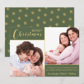 Vrolijk kerstfeest|Groene goud|2 Foto Feestdagenkaart (Voorkant / Achterkant)