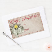 Vrolijk kerstfeest | Groene kaars Rechthoekige Sticker (Envelop)