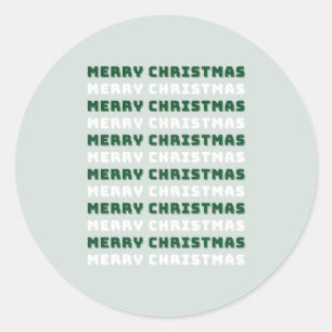 Vrolijk kerstfeest, groene kerstkunst, feestdag ronde sticker