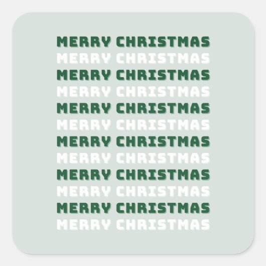 Vrolijk kerstfeest, groene kerstkunst, feestdag vierkante sticker (Voorkant)