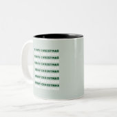 Vrolijk kerstfeest, groene kerstkunst, kerst tweekleurige koffiemok (Voorkant links)