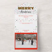 Vrolijk Kerstfeest Groene Rode Gestreepte Sterren  All In One Uitnodiging (Binnen)