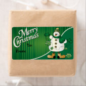 Vrolijk Kerstfeest Groene Sneeuwman Gift Label (Insitu)