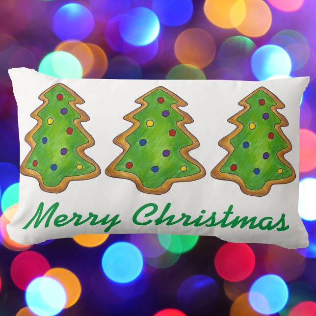 Vrolijk Kerstfeest Groene Suiker Koekjesboom Vakan Kussen (Christmas tree cookie pillow)