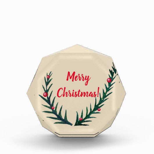Vrolijk kerstfeest, groene twijgen fotoblokken (Voorkant)