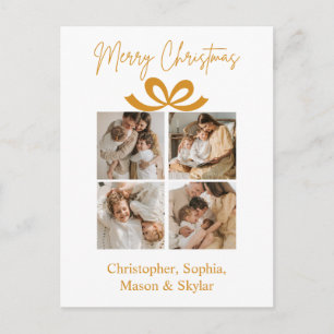 Vrolijk Kerstfeest Groet Foto Collage Goud Briefkaart