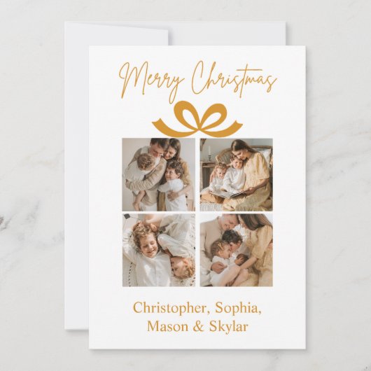 Vrolijk Kerstfeest Groet Foto Collage Goud Feestdagenkaart (Voorkant)