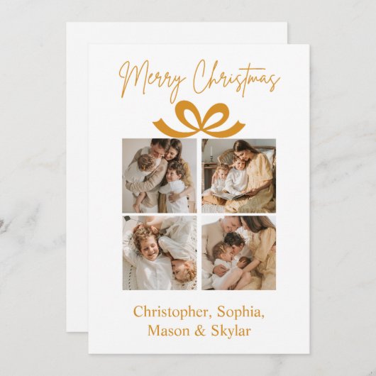 Vrolijk Kerstfeest Groet Foto Collage Goud Feestdagenkaart (Voorkant / Achterkant)