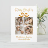 Vrolijk Kerstfeest Groet Foto Collage Goud Feestdagenkaart (Staand voorkant)