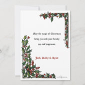 Vrolijk Kerstfeest Groet  Holly Border Feestdagenkaart (Achterkant)