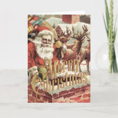 Vrolijk Kerstfeest Groet Retro Santa Xmas Kaart (Voorkant)