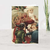 Vrolijk Kerstfeest Groet Retro Santa Xmas Kaart (Voorkant)