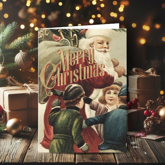 Vrolijk Kerstfeest Groet Retro Santa Xmas Kaart