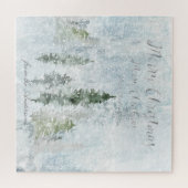 Vrolijk Kerstfeest Groet Winter Storm Pines Legpuzzel (Horizontaal)