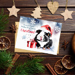Vrolijk Kerstfeest groeten cavia huisdier Briefkaart<br><div class="desc">Merry catmas Christmas groet briefkaart voor cavia huisdier liefhebbers,  waterverf schattige cavia dragen kerstmuts met geschenk besneeuwde sneeuwvlokken rond,  Kerst briefkaart voor cavia huisdier liefhebbers</div>