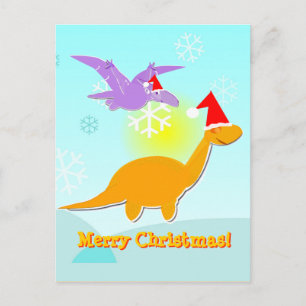 Vrolijk Kerstfeest Groeten Dinosaurussen Briefkaar Feestdagenkaart
