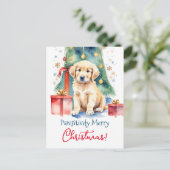 Vrolijk Kerstfeest groeten retriever voor hond men Briefkaart (Staand voorkant)