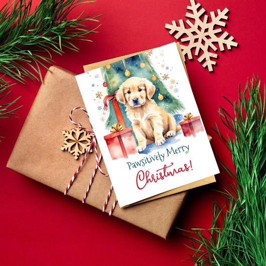 Vrolijk Kerstfeest groeten retriever voor hond men Briefkaart