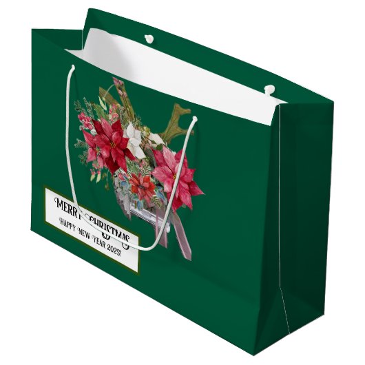 Vrolijk kerstfeest! groot cadeauzakje (Voorkant Gekanteld)