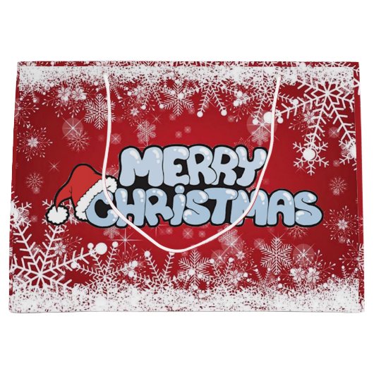 Vrolijk kerstfeest groot cadeauzakje (Voorkant)