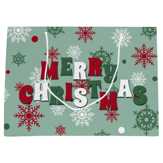 Vrolijk kerstfeest groot cadeauzakje (Voorkant)