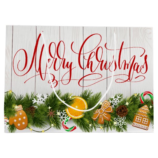 Vrolijk kerstfeest groot cadeauzakje (Achterkant)