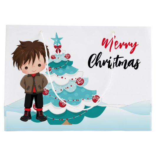 Vrolijk kerstfeest groot cadeauzakje (Achterkant)