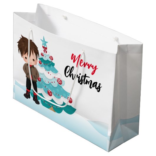 Vrolijk kerstfeest groot cadeauzakje (Voorkant Gekanteld)